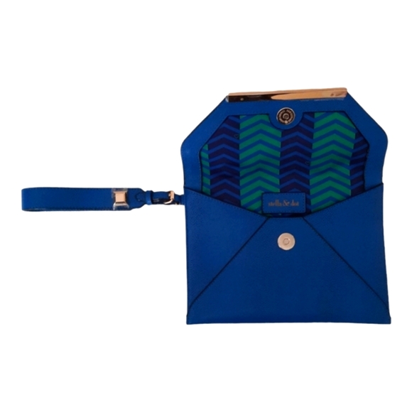 New Stella And Dot Envelope Clutch Wristlet COBALT Blue with Card Holders - Picture 3 of 6